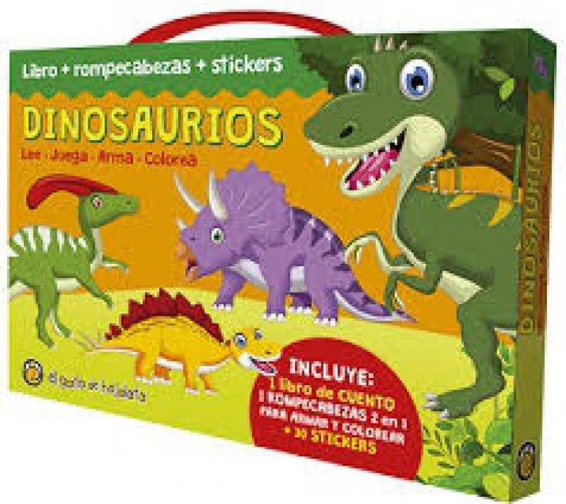 DINOSAURIOS LIBRO+ROMPECABEZAS+STICKERS