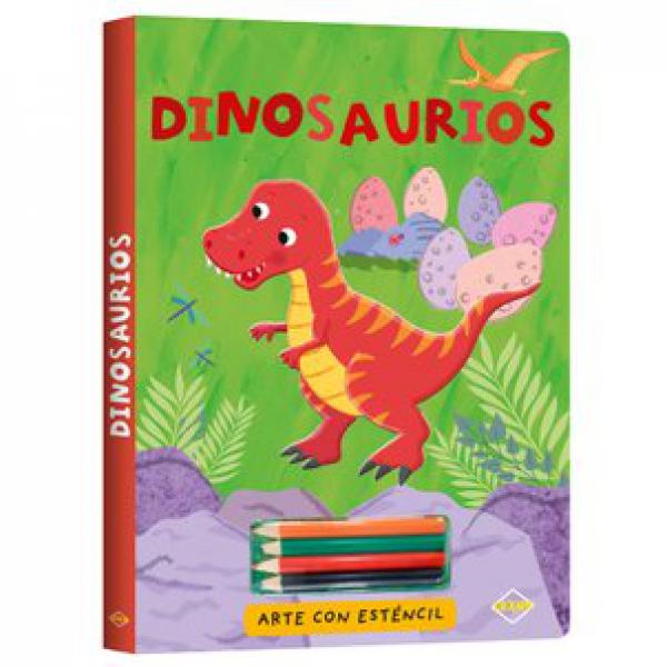 DINOSAURIOS ARTE CON ESTENCIL + LAPICES