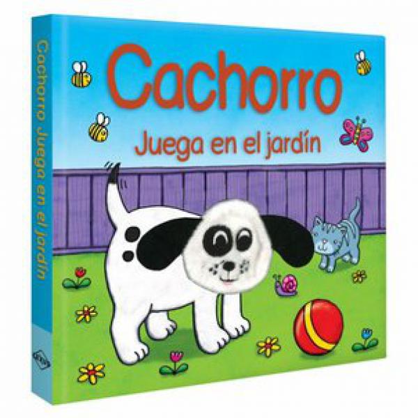 CACHORRO JUEGA EN EL JARDIN TITERE DEDO